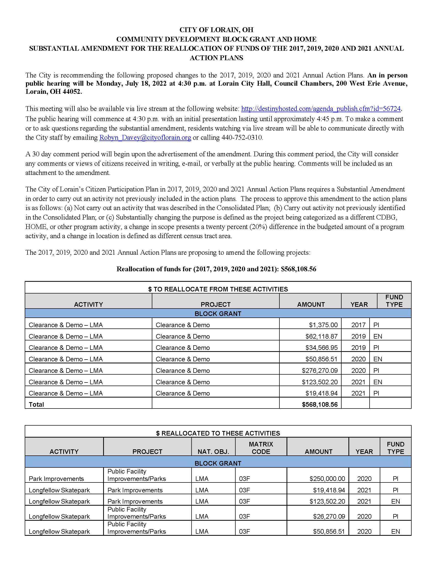 Substantial Amendment Advertisement