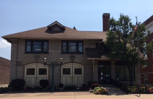 Treasurer two story brick building facade